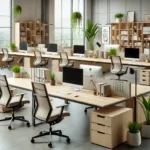 Modern Office Wooden Desk with Open Storage